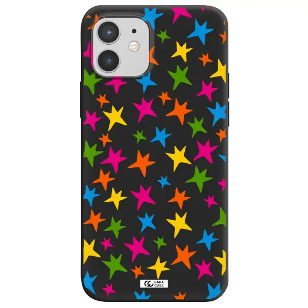 Colorful Stars Apple iPhone 12 Silicone black Case