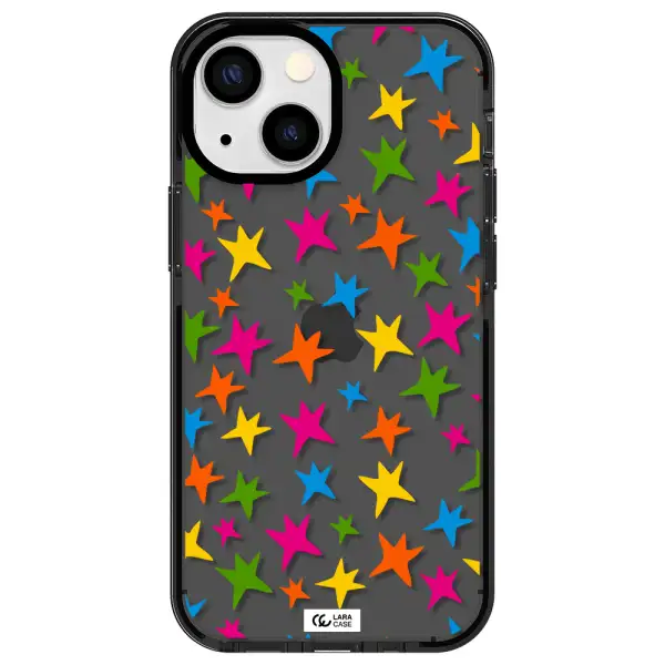 Colorful Stars Apple iPhone 13 mini impact Smoke Black Case