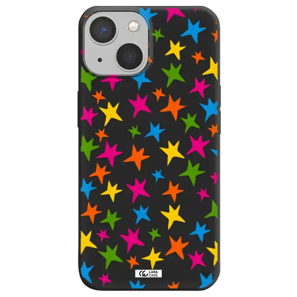 Colorful Stars Apple iPhone 13 mini Silicone black Case
