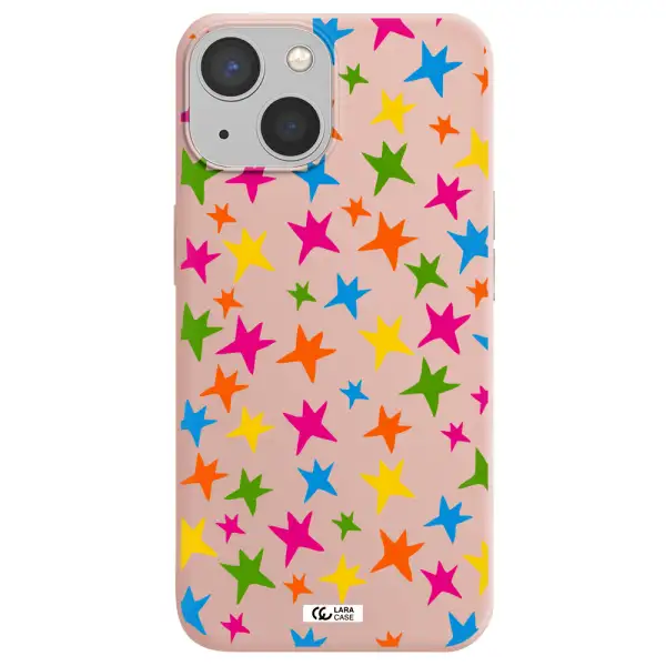 Colorful Stars Apple iPhone 13 mini Silicone pastel pink Case