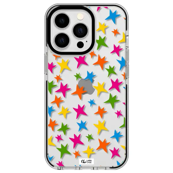 Colorful Stars Apple iPhone 13 Pro impact black border Case
