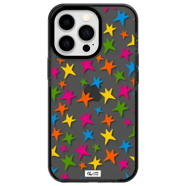 Colorful Stars Apple iPhone 13 Pro impact Smoke Black Case