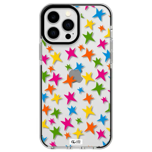 Colorful Stars Apple iPhone 13 Pro Max impact black border Case