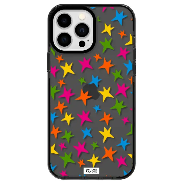 Colorful Stars Apple iPhone 13 Pro Max impact Smoke Black Case