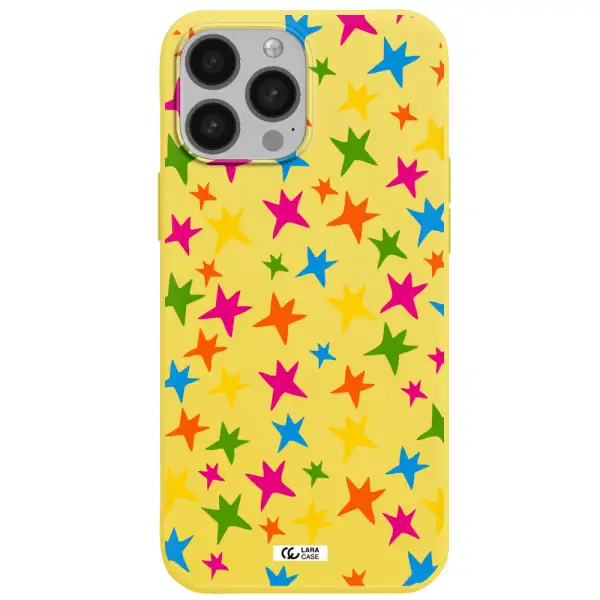 Colorful Stars Apple iPhone 13 Pro Max Silicone canary yellow Case