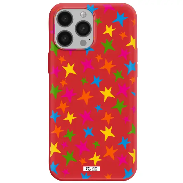 Colorful Stars Apple iPhone 13 Pro Max Silicone Imperial Red Case