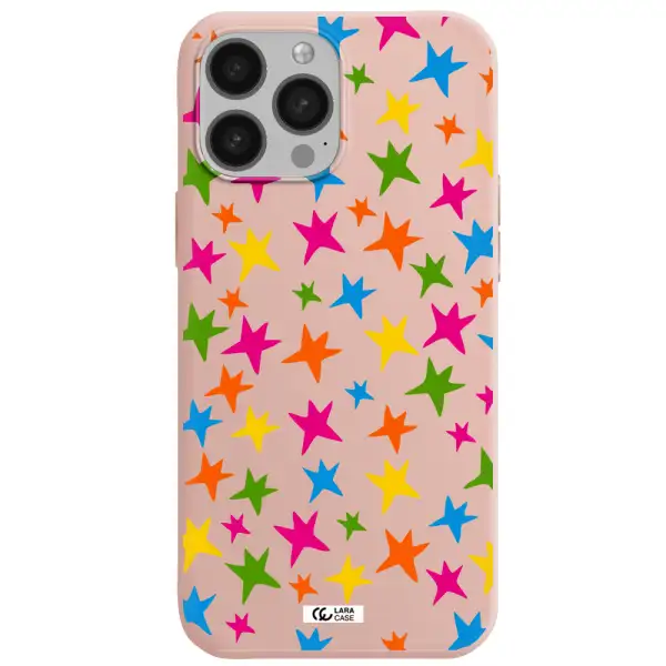 Colorful Stars Apple iPhone 13 Pro Silicone pastel pink Case
