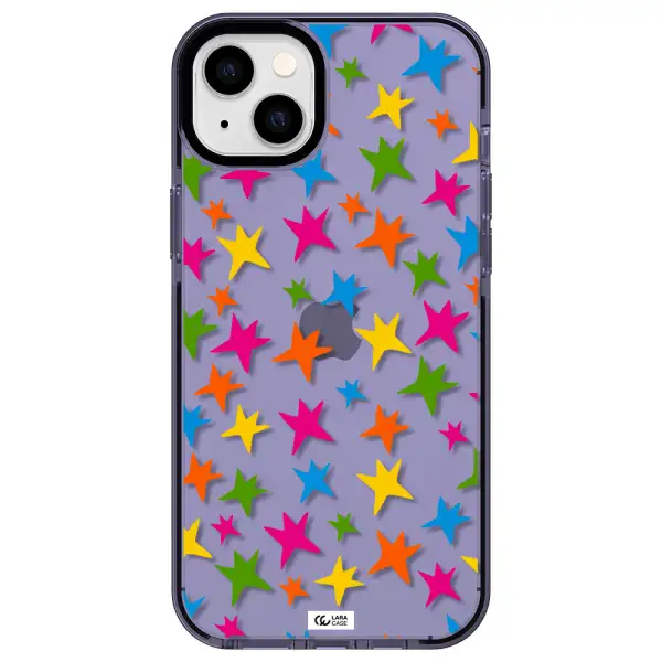 Colorful Stars Apple iPhone 14 plus impact Lilac Case