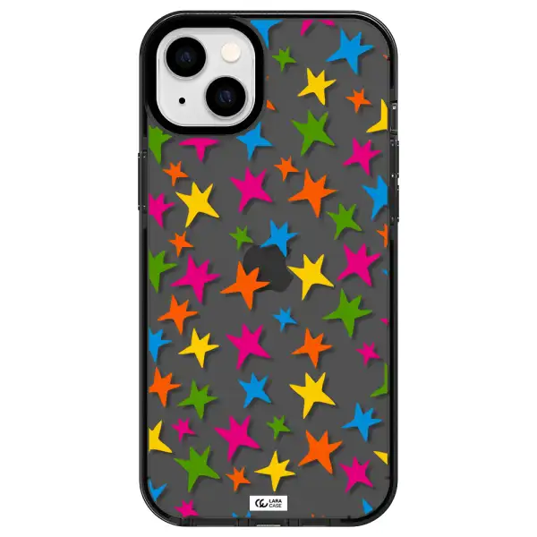 Colorful Stars Apple iPhone 14 plus impact Smoke Black Case