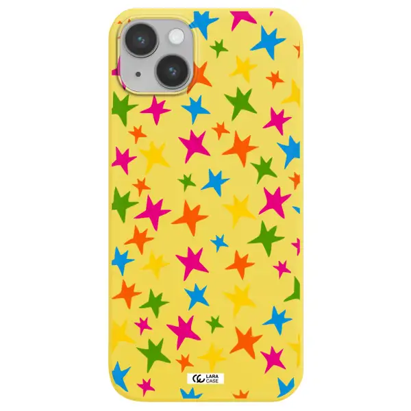 Colorful Stars Apple iPhone 14 plus Silicone canary yellow Case