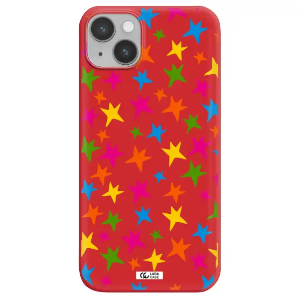 Colorful Stars Apple iPhone 14 plus Silicone Imperial Red Case