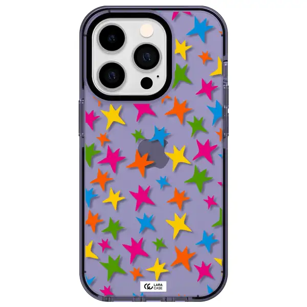 Colorful Stars Apple iPhone 14 pro impact Lilac Case