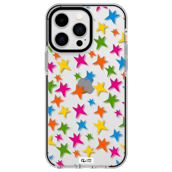 Colorful Stars Apple iPhone 14 pro max impact black border Case