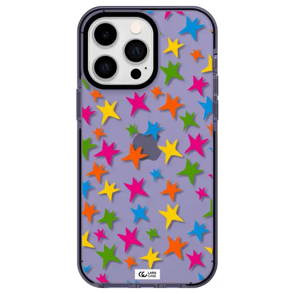 Colorful Stars Apple iPhone 14 pro max impact Lilac Case