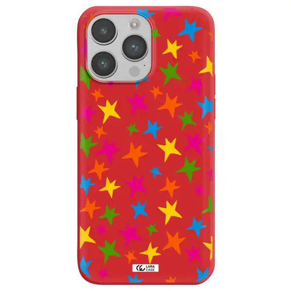 Colorful Stars Apple iPhone 14 pro Silicone Imperial Red Case