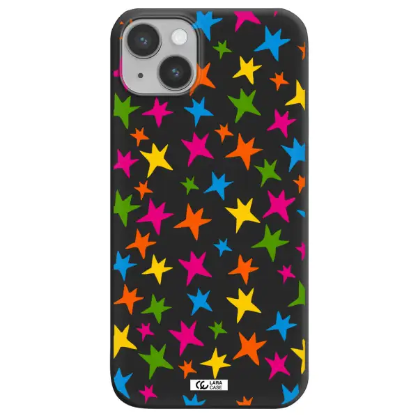 Colorful Stars Apple iPhone 14 Silicone black Case