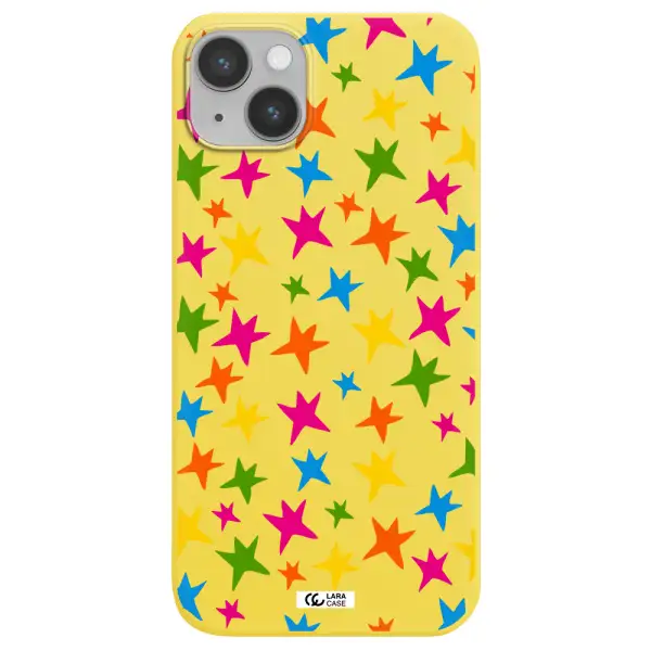 Colorful Stars Apple iPhone 14 Silicone canary yellow Case