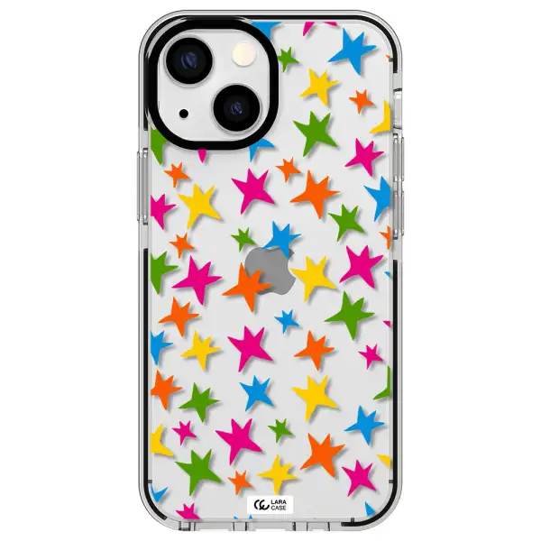 Colorful Stars Apple iPhone 15 impact black border Case