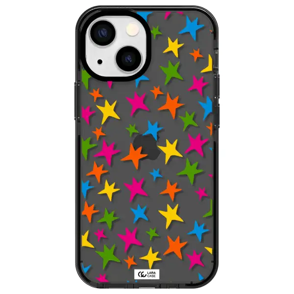 Colorful Stars Apple iPhone 15 Plus impact Smoke Black Case