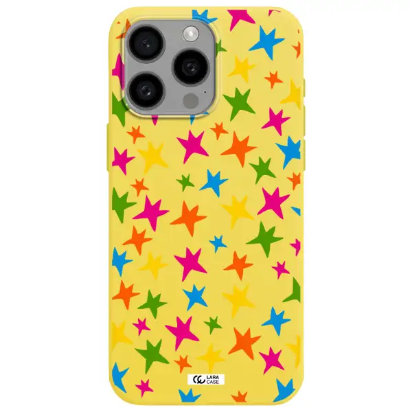 Colorful Stars Apple Iphone 15 Pro max Silicone canary yellow Case
