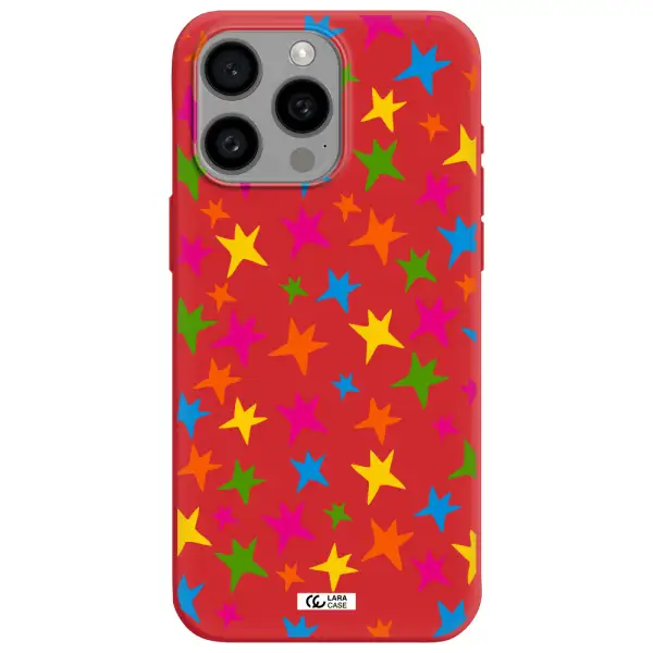 Colorful Stars Apple Iphone 15 Pro Max Silicone Imperial Red Case