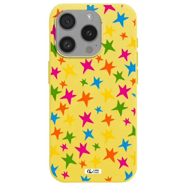 Colorful Stars Apple Iphone 15 Pro Silicone Canary Yellow Case
