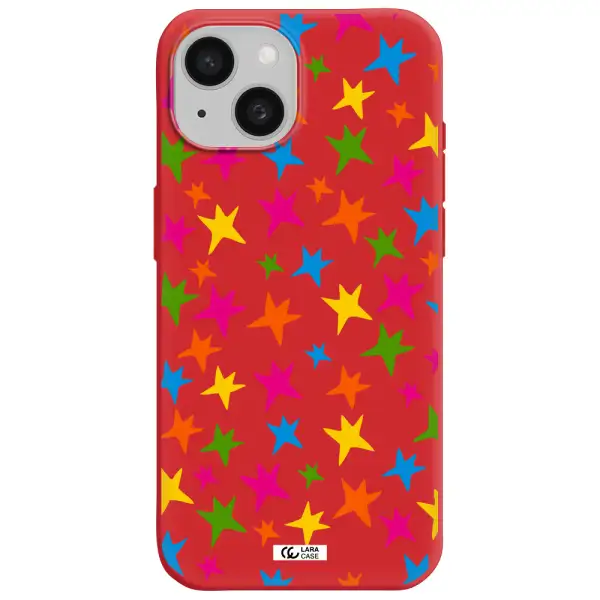 Colorful Stars Apple Iphone 15 Silicone Imperial Red Case