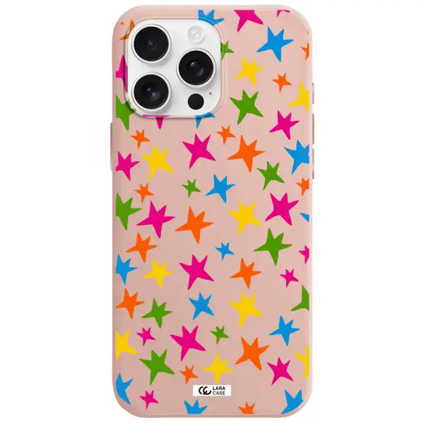 Colorful Stars Apple Iphone 16 Pro Max Silicone Pastel Pink Case