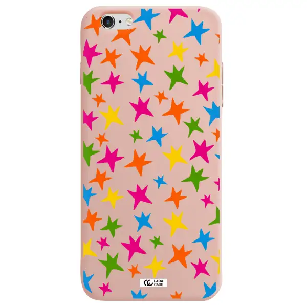 Colorful Stars Apple iPhone 6 plus Silicone pastel pink Case