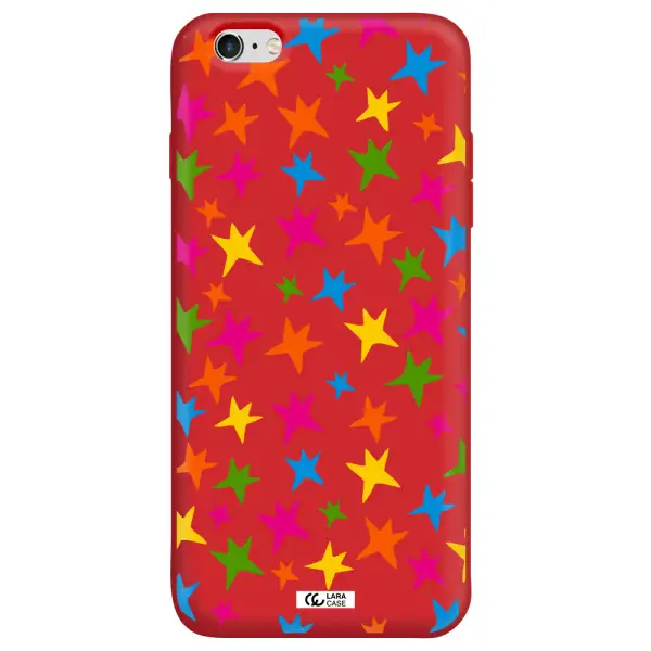 Colorful Stars Apple iPhone 6 s plus Silicone Imperial Red Case