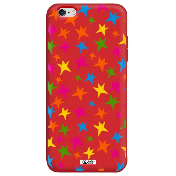 Colorful Stars Apple iPhone 6S Silicone Imperial Red Case