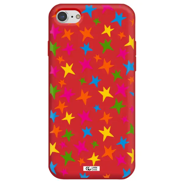 Colorful Stars Apple iPhone 7 Silicone Imperial Red Case
