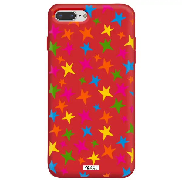 Colorful Stars Apple iPhone 8 plus Silicone Imperial Red Case