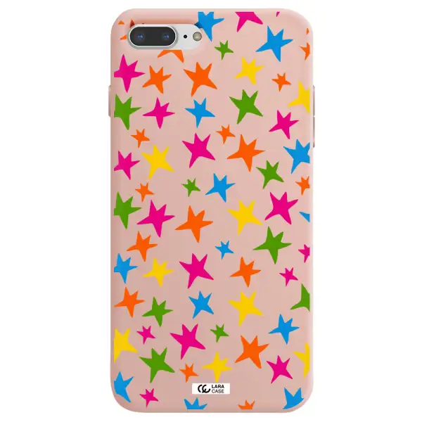 Colorful Stars Apple iPhone 8 plus Silicone pastel pink Case