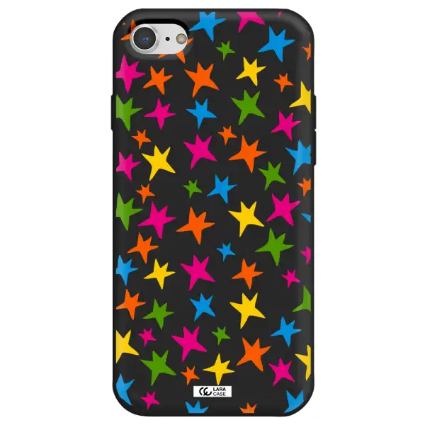 Colorful Stars Apple iPhone 8 Silicone black Case