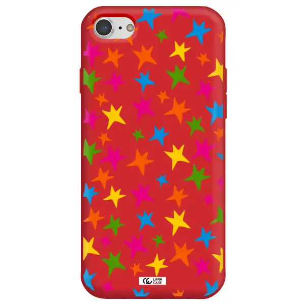 Colorful Stars Apple iPhone 8 Silicone Imperial Red Case