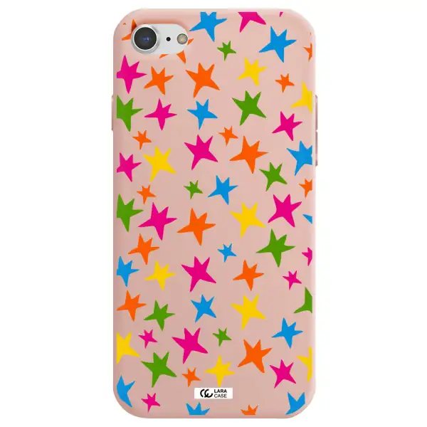 Colorful Stars Apple iPhone 8 Silicone pastel pink Case