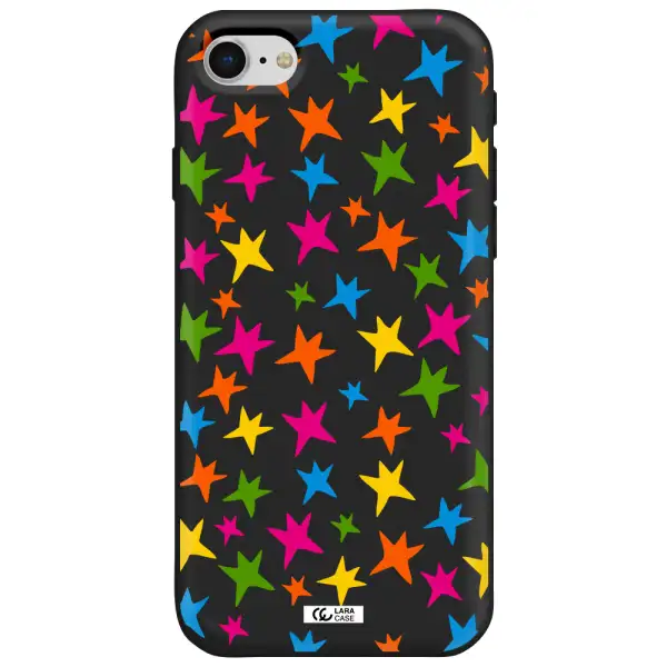 Colorful Stars Apple iPhone se 2020 Silicone black Case