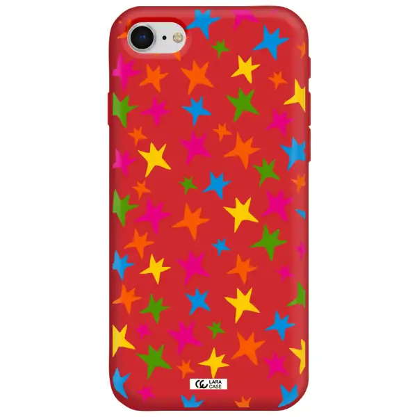 Colorful Stars Apple iPhone se 2020 Silicone Imperial Red Case