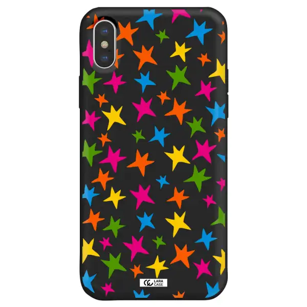 Colorful Stars Apple iPhone X Silicone black Case