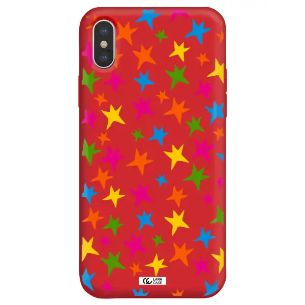 Colorful Stars Apple iPhone X Silicone Imperial Red Case