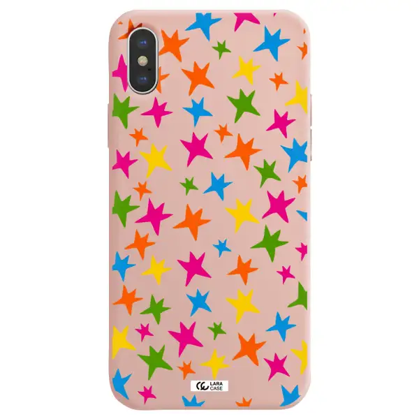Colorful Stars Apple iPhone XS max Silicone pastel pink Case