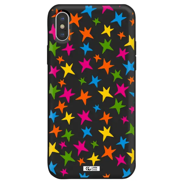 Colorful Stars Apple iPhone XS Silicone black Case