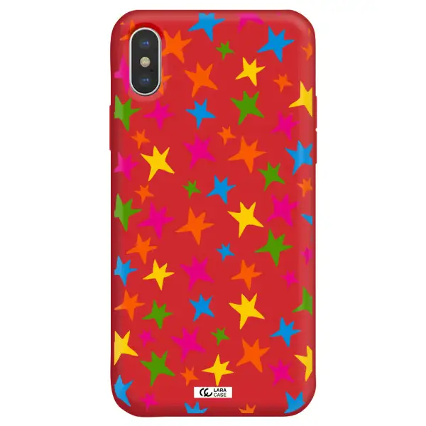 Colorful Stars Apple iPhone XS Silicone Imperial Red Case