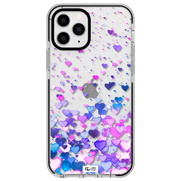 Watercolor Flying Hearts Apple iPhone 11 pro impact black border Case