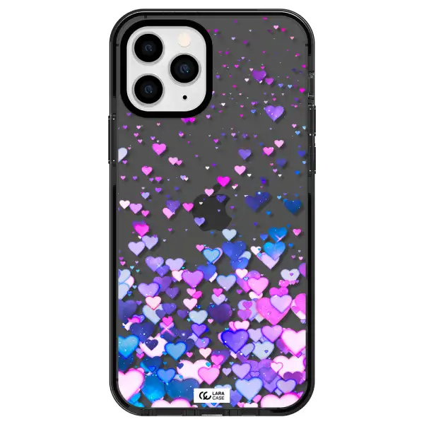 Watercolor Flying Hearts Apple iPhone 11 pro impact Smoke Black Case