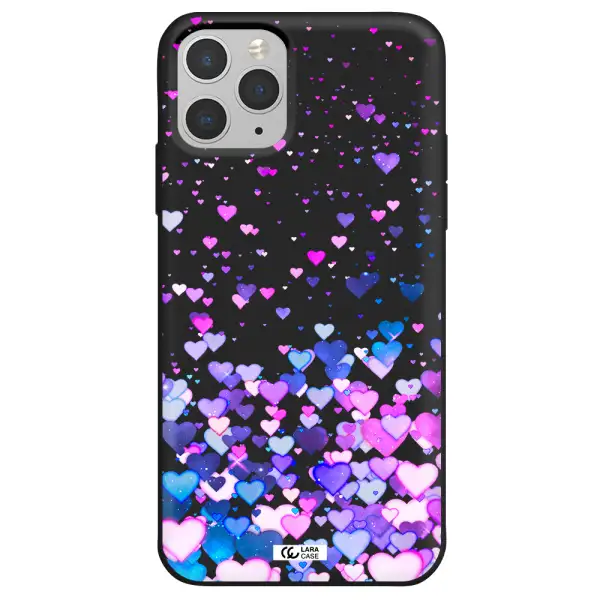 Watercolor Flying Hearts Apple iPhone 11 pro max Silicone black Case