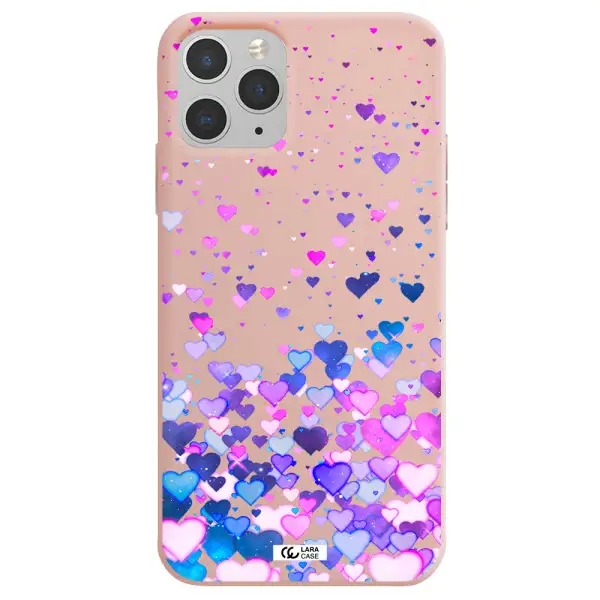 Watercolor Flying Hearts Apple iPhone 11 pro max Silicone pastel pink Case