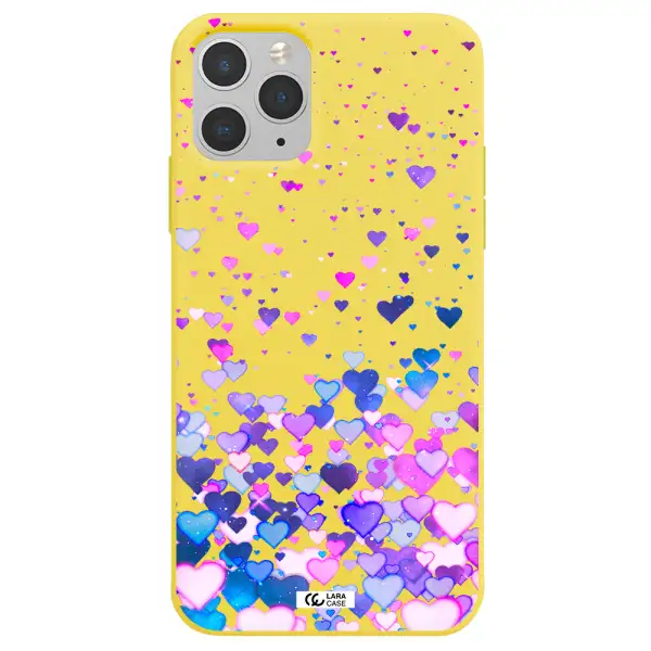 Watercolor Flying Hearts Apple iPhone 11 pro Silicone canary yellow Case