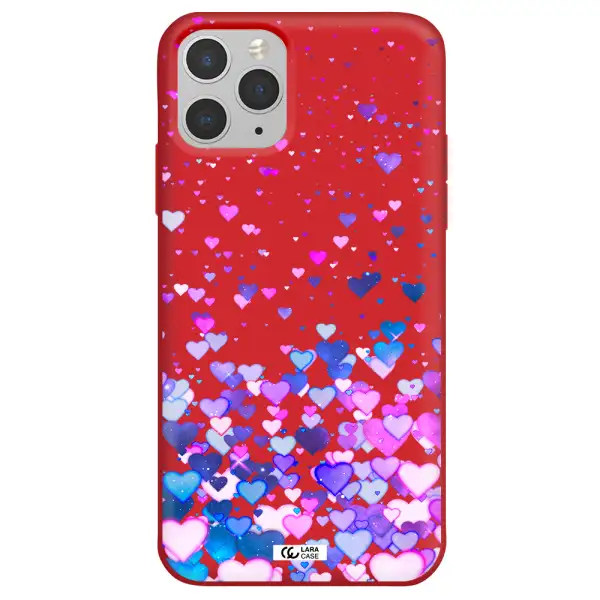 Watercolor Flying Hearts Apple iPhone 11 pro Silicone Imperial Red Case